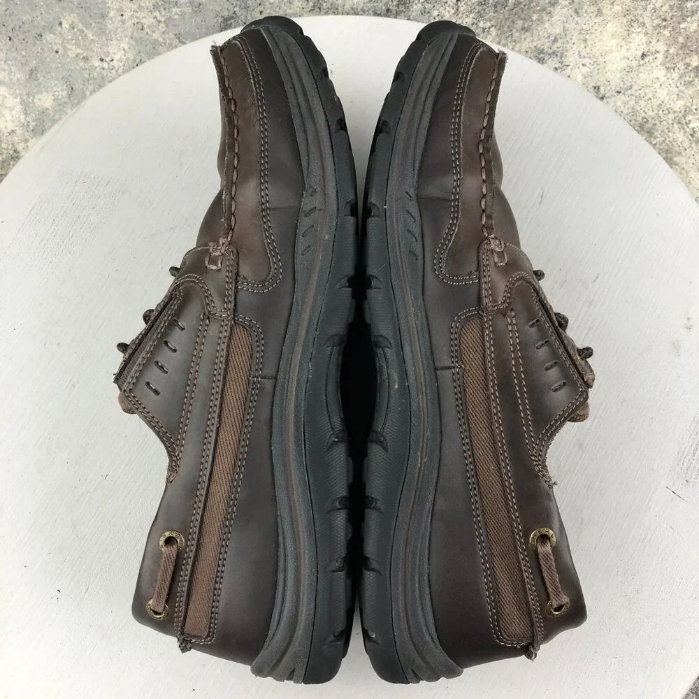 Skechers Men's Size 10 Dark Brown Leather Relaxed Fit Memory Foam Shoes 64114